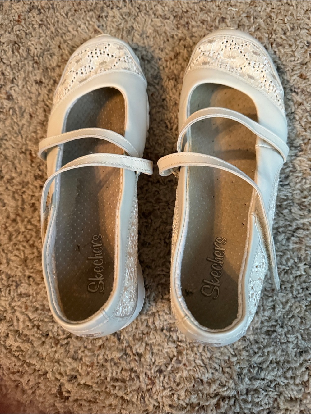 Skechers Girls White Lace Mary Jane Shoes